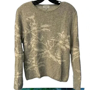 Bianco&blu Italian Marino wool & cashmere blend sweater gray & ivory size small